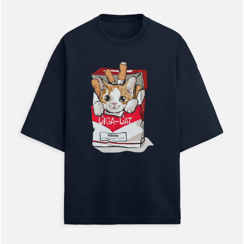 Ciga Cat Unisex Terry Oversized Tee