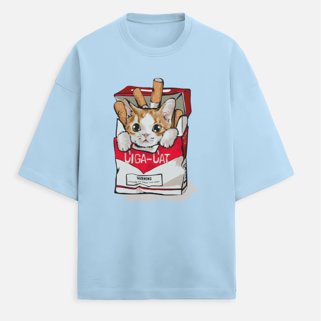 Ciga Cat Unisex Terry Oversized Tee