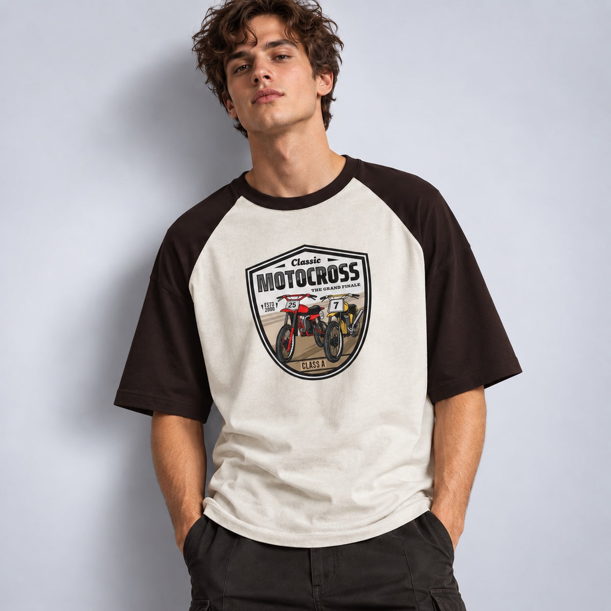 Classic Motocross Men's Oversized Fit Raglan T Shirt