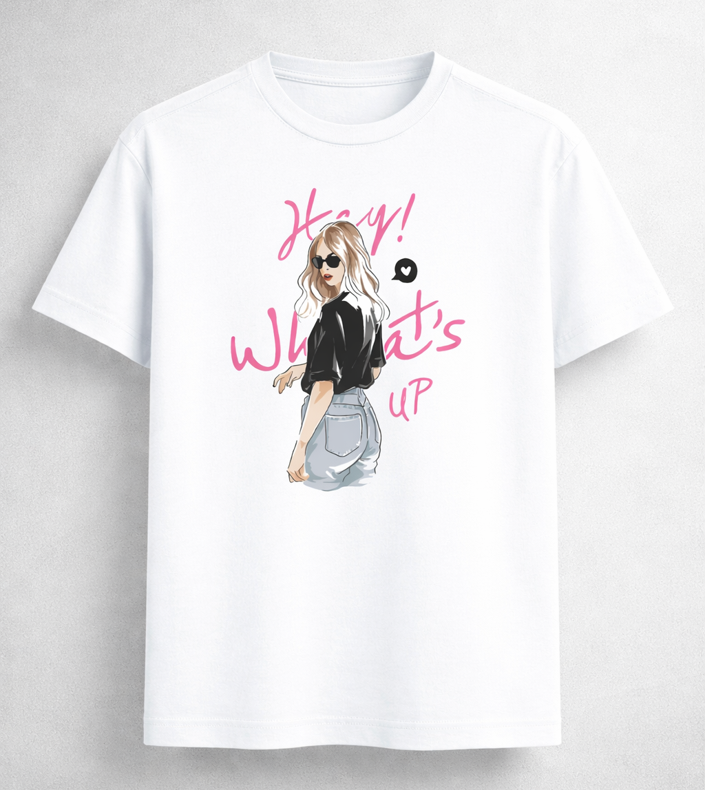 Hey What's Up Women's Boyfriend Fit PREMIUM SUPIMA COTTON T-Shirt