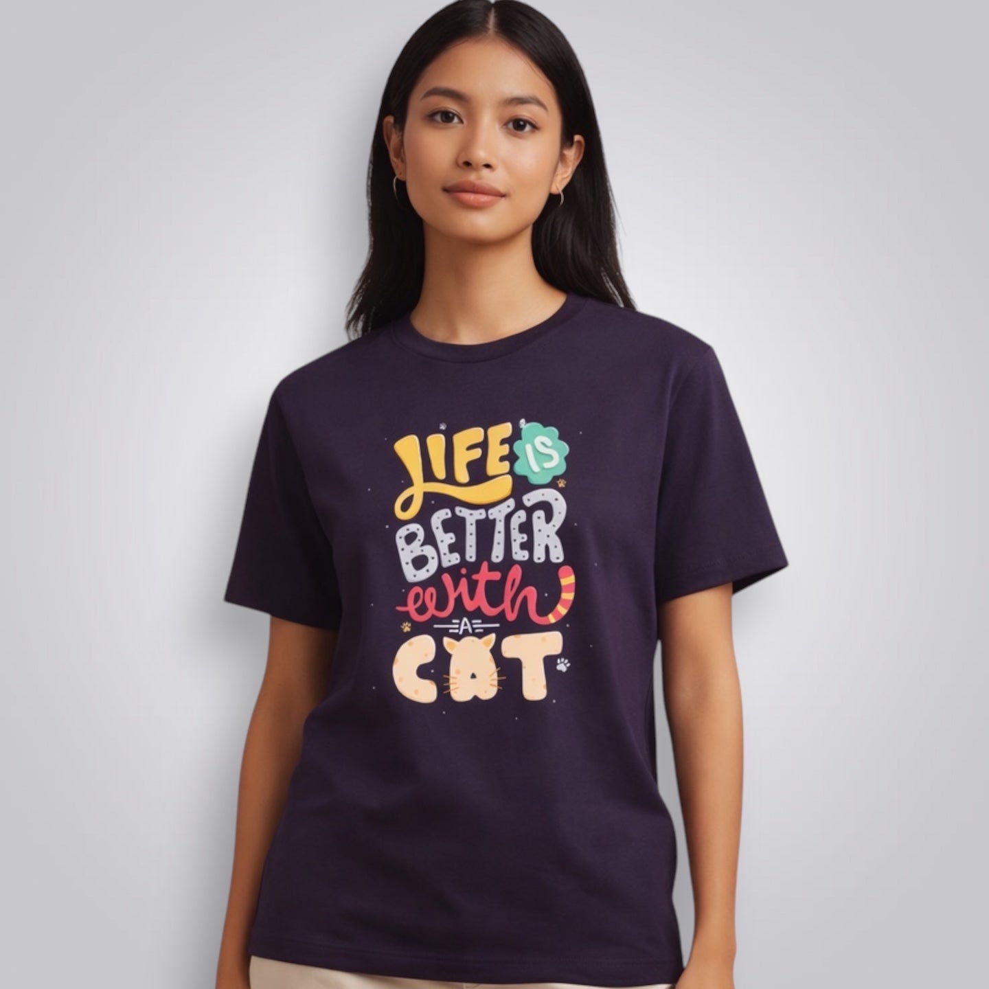 Life Is Better With A Cat Women's Boyfriend Fit T-Shirt