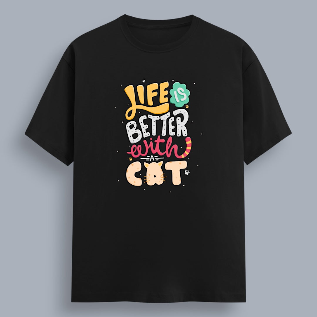 Life Is Better With A Cat Women's Boyfriend Fit T-Shirt