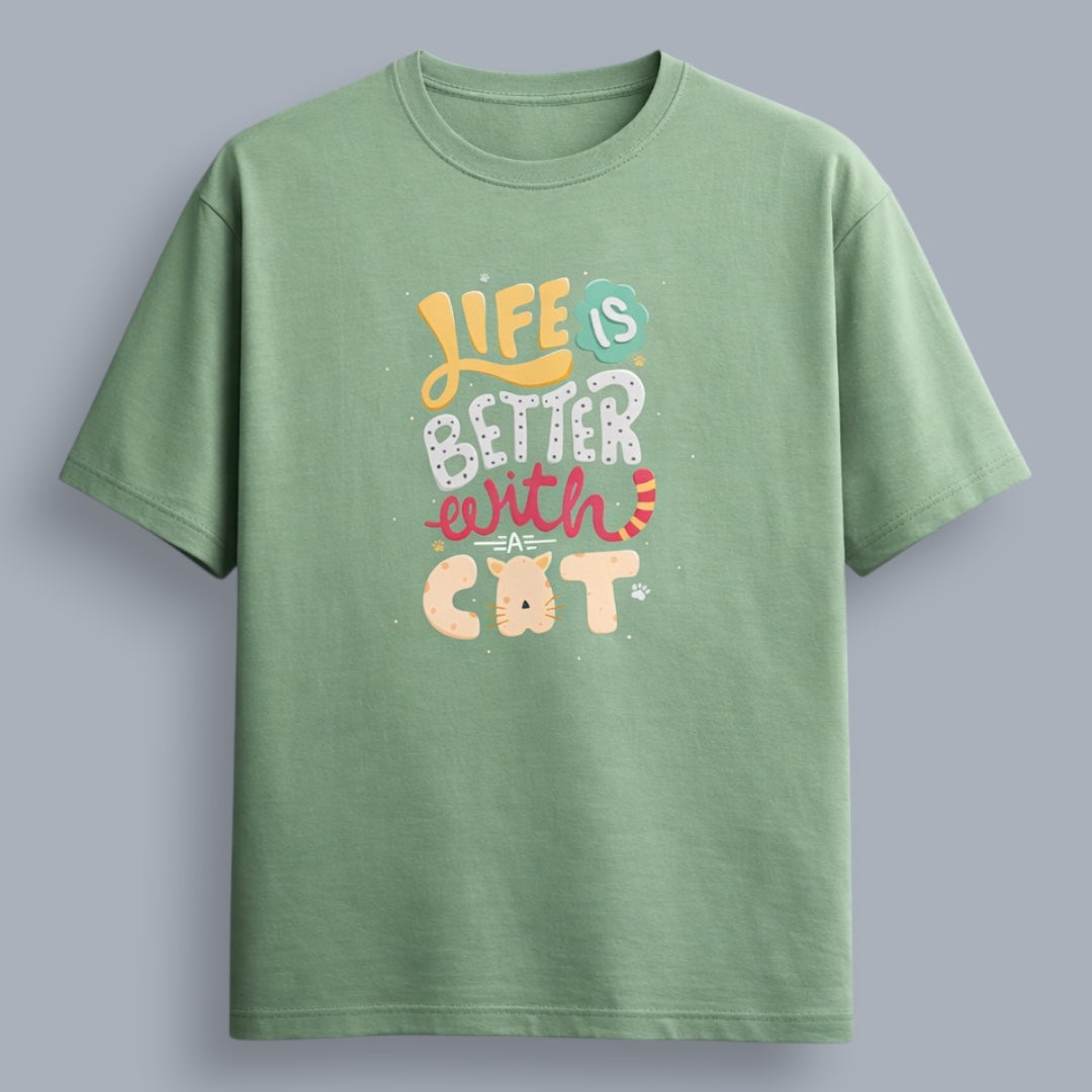 Life Is Better With A Cat Women's Boyfriend Fit T-Shirt