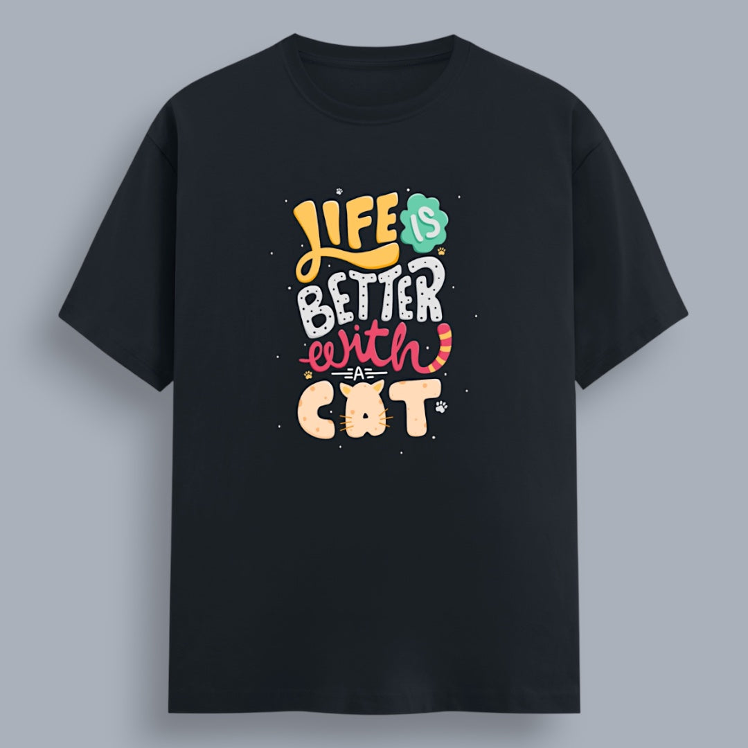 Life Is Better With A Cat Women's Boyfriend Fit T-Shirt