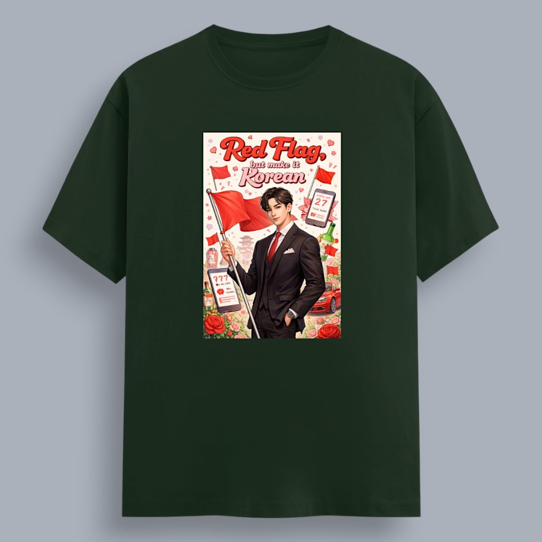 Red Flag But Make It Korean Women's Boyfriend Fit T-Shirt