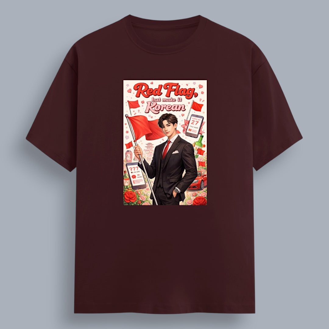 Red Flag But Make It Korean Women's Boyfriend Fit T-Shirt