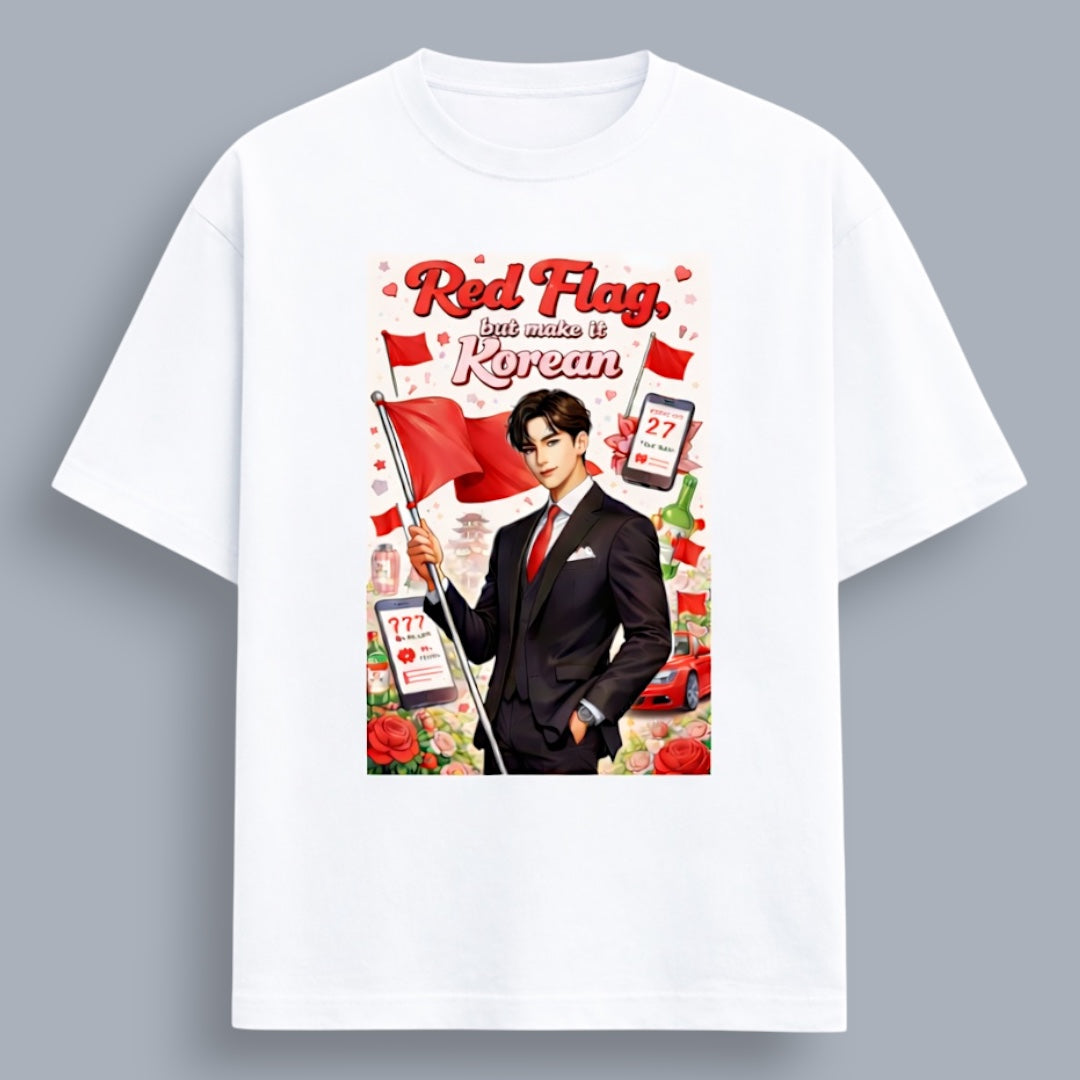 Red Flag But Make It Korean Women's Boyfriend Fit T-Shirt