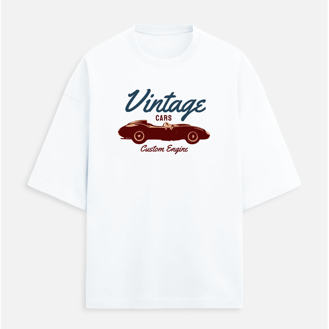 Vintage Cars Custom Engine Unisex Terry Oversized Tee
